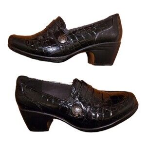 Clark's Emily Andria Women's Loafer Heels Wedged Shoe Leather Black Size 7.5 W
